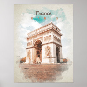 Poster Arc de Triomphe em aquarela