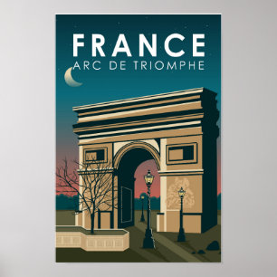 Poster Arc de Triomphe França Retro Viagem Art Vintage