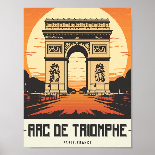 Poster Arc de Triomphe Paris Famoso Viagem (Frente)