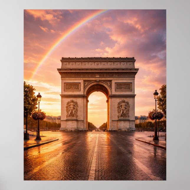 Poster Arc de Triomphe under rainbow (Frente)