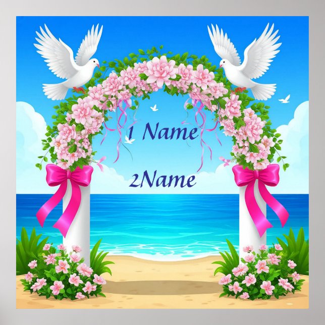 Poster Arca de Casamento Elegante com Doves (Frente)