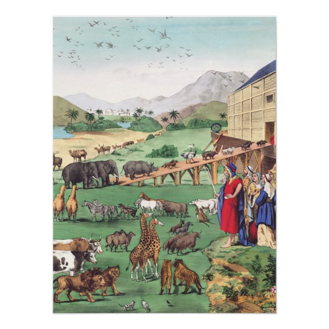 Pôster Arca de Noah com animais (Frente)