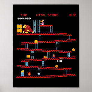 Poster Arcade de Jogos Console de Videogame Retro Jogos A