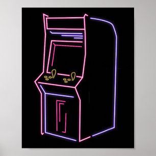 Poster Arcade Video Gamer Game Machine Vintage 80s 90s Re