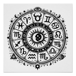 Pôster Arcanos do Zodíaco — Os Doze Signos por BurnsInHel