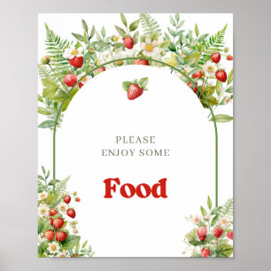 Poster Arch Watercolor Berry Sweet Wild Strawberry comida