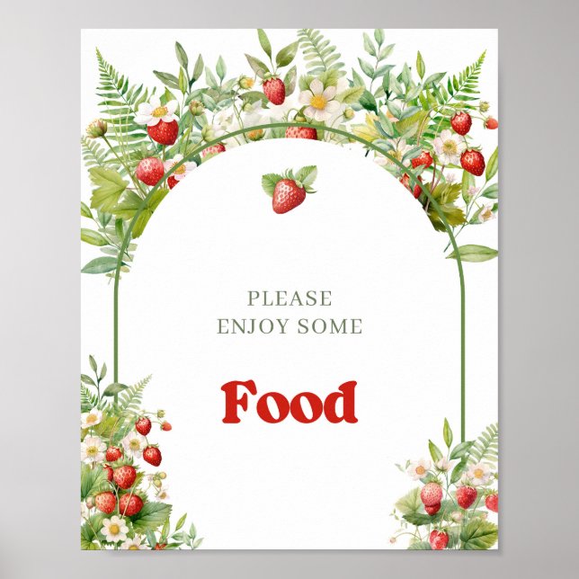Poster Arch Watercolor Berry Sweet Wild Strawberry comida (Frente)