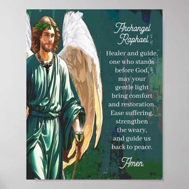Poster Archangel Raphael Healing Prayer Wall Art Print (Frente)