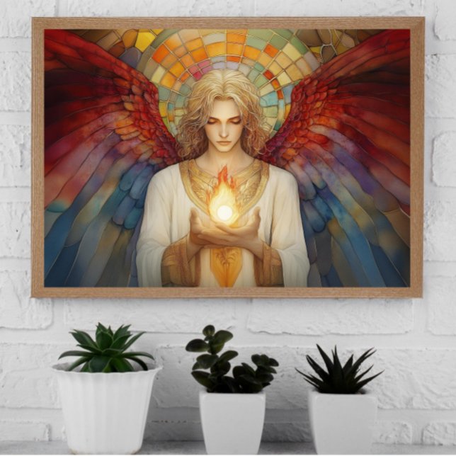 Poster Archangel Uriel A Chama de Deus do Mosaico Arco-Ír (Criador carregado)