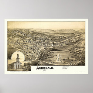 Pôster Archbald, mapa panorâmico do PA - 1892