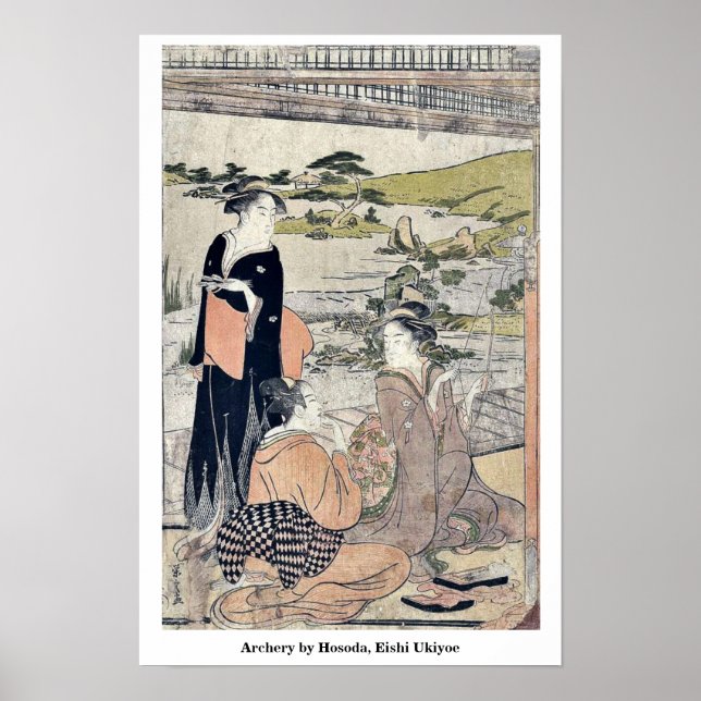 Pôster Archery de Hosoda, Eishi Ukiyoe (Frente)