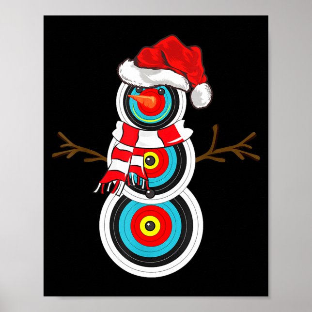 Poster Archery Xmas Gift Santa Hat Snowman Archery Christ (Frente)