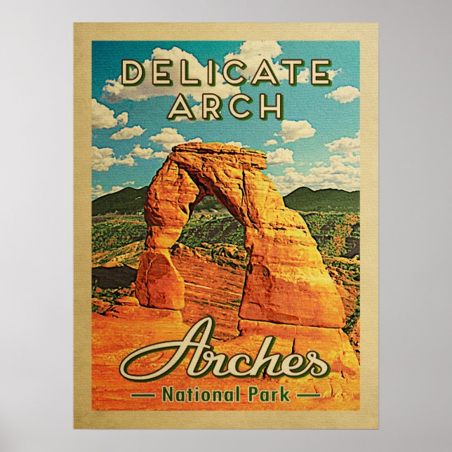 Poster Arches National Park - Arca Delicada Vintage (Frente)
