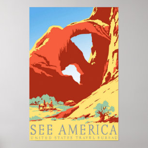 Poster Arches National Park Co-Viagens vintage do Colorad
