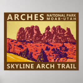 Poster Arches National Park Utah Skyline Arch Trail Retro