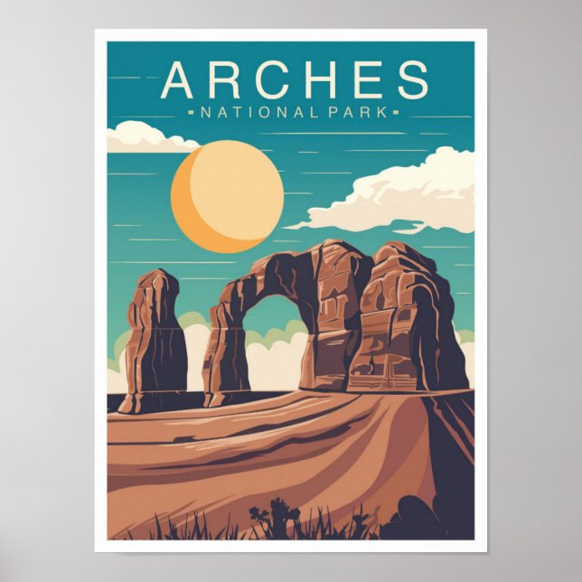 Poster Arches National Park Utah USA Travel Illustration (Frente)