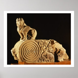 Poster Architrave amarelo com grifo, Sanchi do arenito,