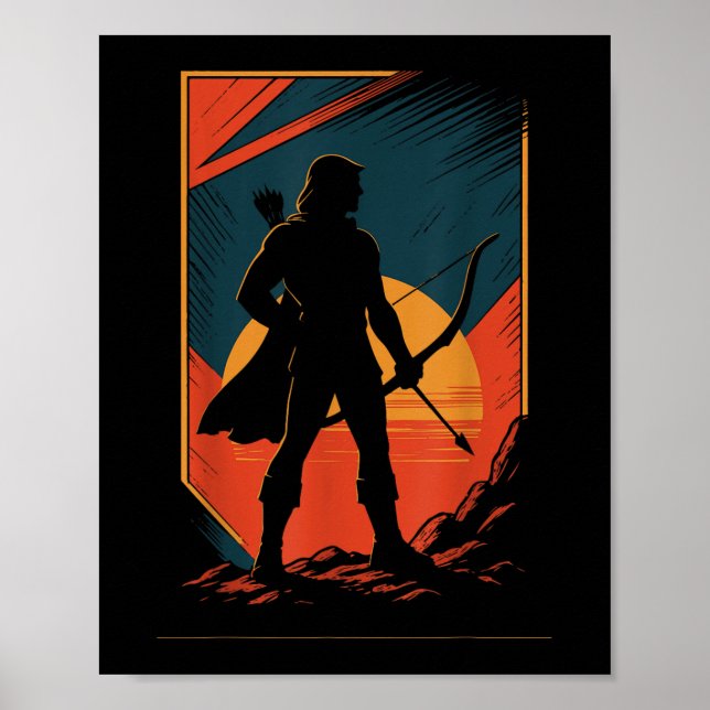 Poster Arco Archer Sunset Silhouter Hunter (Frente)