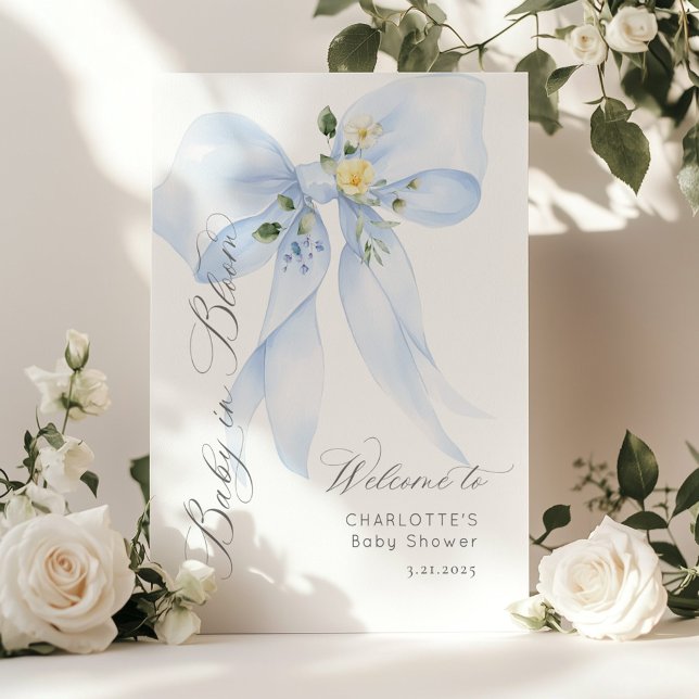 Poster Arco Azul Bebê em BloomChá de fraldas Bem-vindo (Criador carregado)