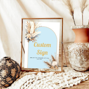 Poster Arco azul do Boho Grama Floral Grass Fatura do Beb