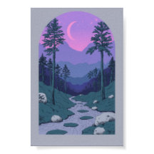 Arco Boho Noturno Colina Lua Paisagem Minimalista