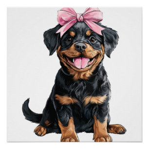 Pôster Arco Coquete Mãe de Cachorro Rottweiler Menina Ros
