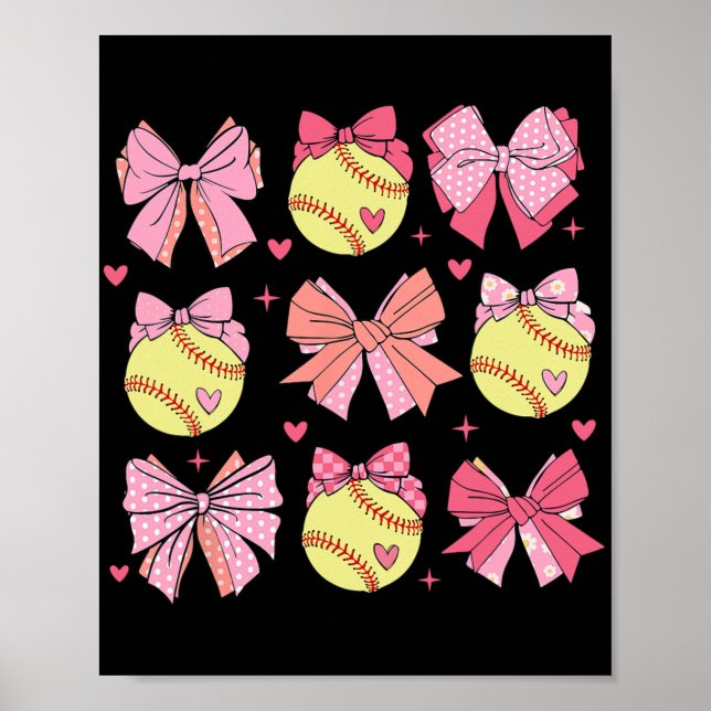Poster Arco Coquette Softball Mãe Dia de as mães Softball (Frente)