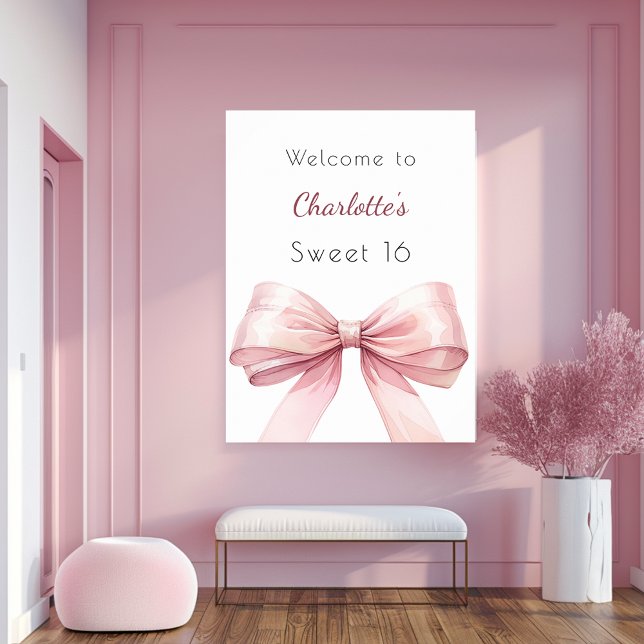 Poster Arco cor-de-rosa elegante Sweet 16 Welcome (Criador carregado)