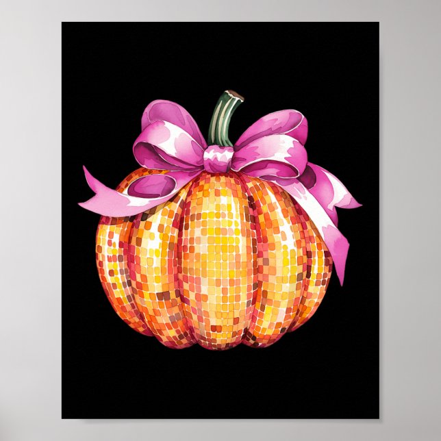 Poster Arco Cor-de-rosa Pumpkin Retro Queda Ação de Graça (Frente)