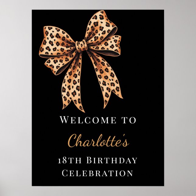 Poster Arco de aniversário leopardo preto bem-vindo (Frente)