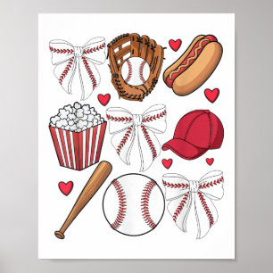 Poster Arco de beisebol Coquette Mulheres Meninas Basebal