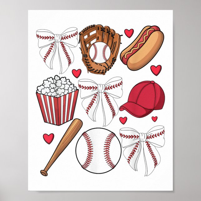 Poster Arco de beisebol Coquette Mulheres Meninas Basebal (Frente)