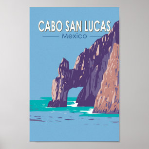 Poster Arco de Cabo San Lucas México Viagem Arte Vintage