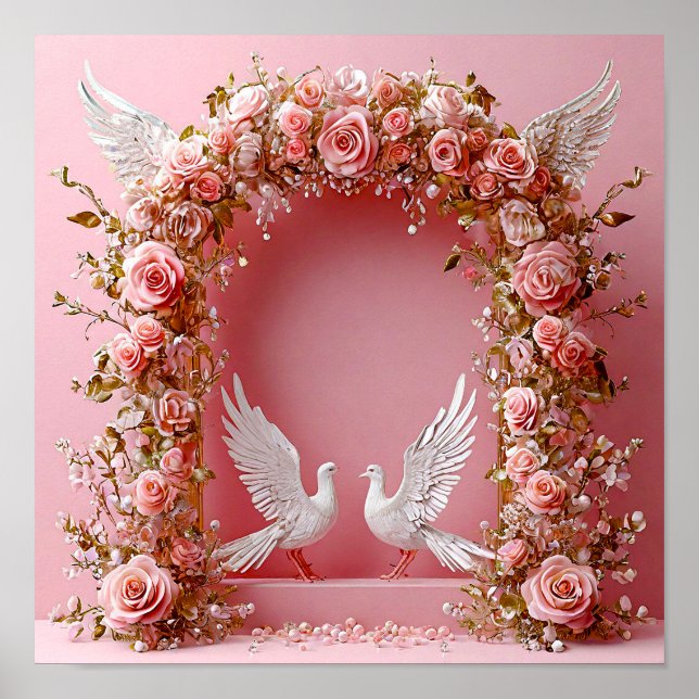 Poster Arco de casamento e pombas (Frente)