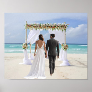 Poster Arco de Casamento Praia Fundo Personalizado para F
