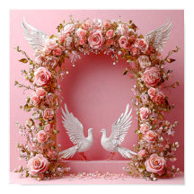 Arco de Casamento Rosas Rosa Pombas Brancas 🌸🕊️�