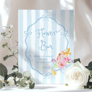 Poster Arco de coquete branco com bar de flores azul