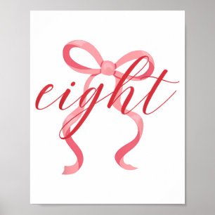 Poster Arco de Coquete Menina Rosa Aniversário de 8 Anos