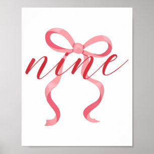 Poster Arco de Coquete Menina Rosa Aniversário de 9 Anos 