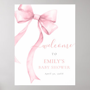 Poster Arco de coquete rosa elegante Chá de fraldas bem-v