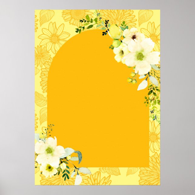 Poster Arco de flores amarelas Sinal de boas-vindas Haldi (Frente)