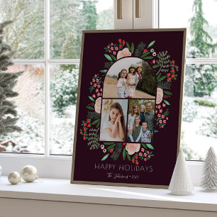 Poster Arco de Fotos Moderno Floral Família Natal 3 Fotos