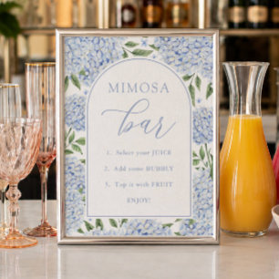 Poster Arco de Hortênsia Azul Mimosa Bar Chá de Noiva