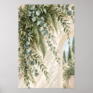 Poster Arco de Jardim de Eucalipto Europeu em Parede de S