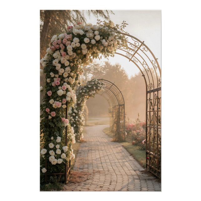 Pôster Arco de Jardim de Rosas Românticas Sonho (Frente)