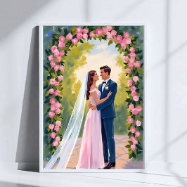 Poster Arco de Jardim para Noivos | Pintura Floral de Cas