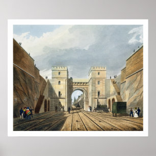 Pôster Arco de Moorish, olhando do túnel, placa 10