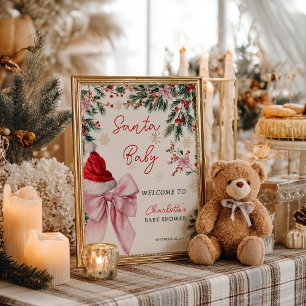 Poster Arco de Natal Coquette Bow Santa Baby Chamada de M