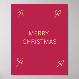 Poster Arco de Natal Ilustrado Rosa e Creme Feliz Natal
