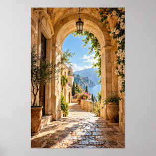 Poster Arco de Pedra Mediterrâneo e Arte de Parede com Vi